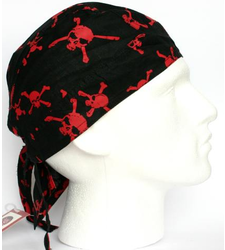 Black Zandana ready tie bandana red skull crossbones